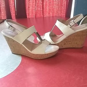 Arturo chiang white and cork wedge sandals